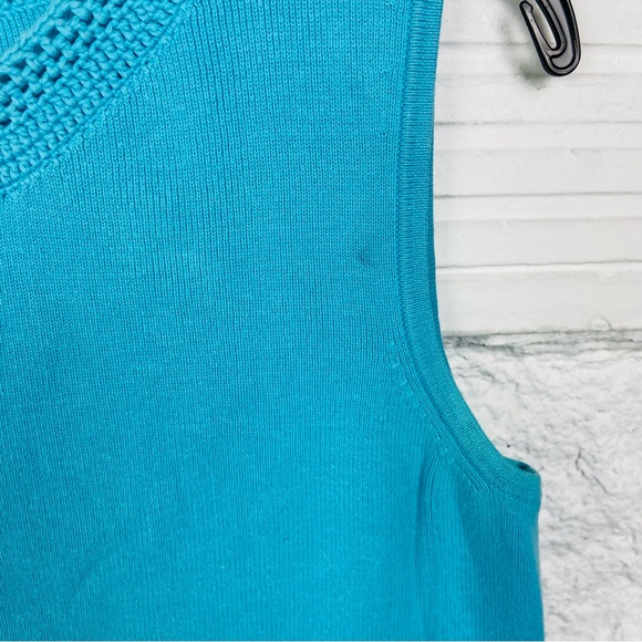 Designers Originals cotton blue Turquoise knit sleeveless blouse size medium - Picture 7 of 11